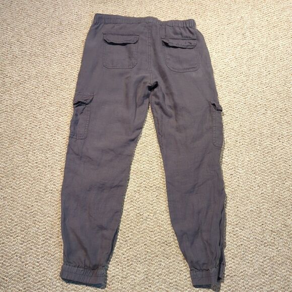 Nicole Miller New York Linen Pants Jogger Womens Medium Gray Cargo Utility - Picture 4 of 7